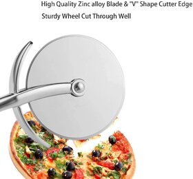 Neelu Kitchenware Pure Stainless Steel Heavy Duty Multi Functional Pastry Pizza Wheel Cutter Pizza Cutter Wheel