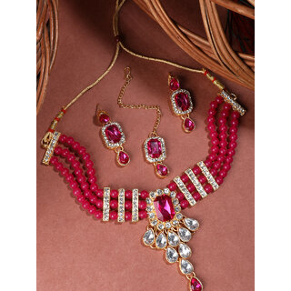                       Ruby Pearls Kundan CZ Beautiful Designer Jewellery Set                                              