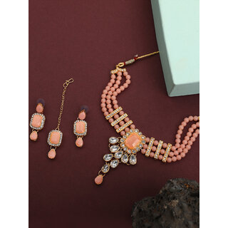                       Peech Pearls Kundan CZ Beautiful Designer Jewellery Set                                              