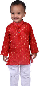 Kid Kupboard Cotton Baby Boys Kurta and Pyjama Set, Maroon and White, Full-Sleeves, 2-3 Years KIDS6279