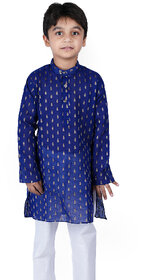 Kid Kupboard Cotton Boys Kurta and Pyjama Set, Blue and White, Full-Sleeves, 7-8 Years KIDS6291