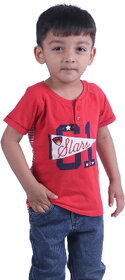 Kid Kupboard Cotton Baby Boys T-Shirt, Red, Half-Sleeves, 3-4 Years KIDS6302