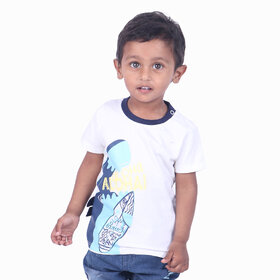 Kid Kupboard Cotton Baby Boys T-Shirt, White, Half-Sleeves, 2-3 Years KIDS6303