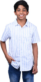 Kid Kupboard Cotton Boys Shirt, White, Half-Sleeves, 8-9 Years KIDS6305