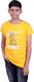 Kid Kupboard Cotton Boys T-Shirt, Yellow, Half-Sleeves, 11-12 Years KIDS6306