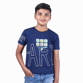 Kid Kupboard Cotton Boys T-Shirt, Blue, Half-Sleeves, 8-9 Years KIDS6308