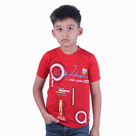 Kid Kupboard Cotton Boys T-Shirt, Red, Half-Sleeves, 6-7 Years KIDS6309