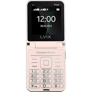                       Lvix L1 Flip2 (Dual Sim, 6.1 Cm (2.4 Inch) Display, 2000 Mah Battery, Gold)                                              