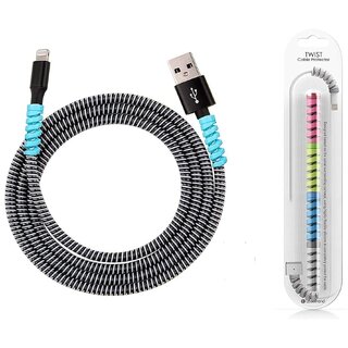 Spiral Charger Cable Protector 1.5 M with 4 Pcs Spiral Winder Protector for Wires Data Cable Charging Cord (Multicolor) Spiral Charger Cable Protector 1.5 M with 4 Pcs Spiral Winder Protector for Wires Data Cable Charging Cord (Multicolor)