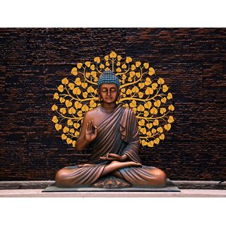                       Style UR Home -3D wallpaper - Lord Buddha with tree Wallpaper 18 x 12- Non Tearable High Quality - Vastu Complaint Wall                                              