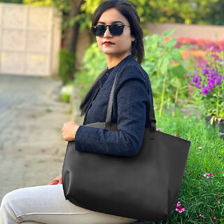                       Classic Black Tote Bag Perfect For Women & Girls                                              