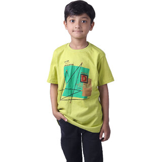                       Kid Kupboard Cotton Boys T-Shirt, Yellow, Half-Sleeves, 6-7 Years KIDS6315                                              