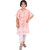 Kid Kupboard Cotton Girls Kurti and Plazzo Set, Pink and White, Half-Sleeves, 8-9 Years KIDS6292