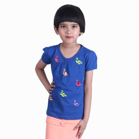 Kid Kupboard Cotton Girls Top, Blue, Half-Sleeves, 6-7 Years KIDS6326