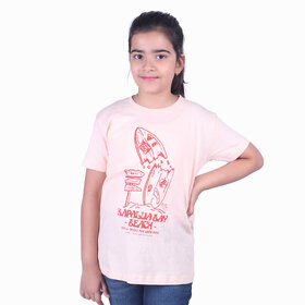 Kid Kupboard Cotton Girls T-Shirt, Light Beige, Half-Sleeves, 8-9 Years KIDS6335