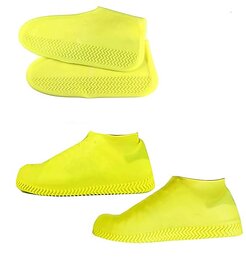 Stylish and durable silicon shoes cover with waterproof anti-slip material (Yellow)