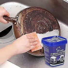 Quickly Cleans Cookware Surfaces |Oven & Cookware Cleaner Stainless Steel Cleaning Paste Remove Stains from Pots Pans Multi-Purpose Cleaner