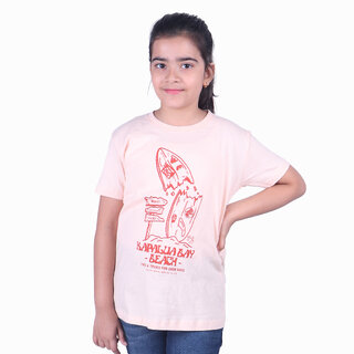                       Kid Kupboard Cotton Girls T-Shirt, Light Beige, Half-Sleeves, 8-9 Years KIDS6335                                              