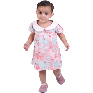                       Kid Kupboard Cotton Baby Girls A-Line Frock, Multicolor, 2-3 Years KIDS6343                                              