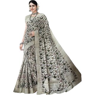                       Women's Pure Cotton Printed Saree with Separate Blouse Piece                                              