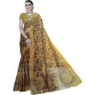Women's Pure Cotton Printed Saree with Separate Blouse Piece (Mustard) Women's Pure Cotton Printed Saree with Separate Blouse Piece (Mustard)