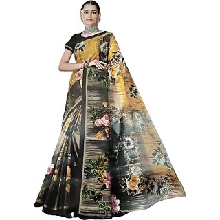 Women's Pure Cotton Printed Saree with Separate Blouse Piece (MULTICOLOR) Women's Pure Cotton Printed Saree with Separate Blouse Piece (MULTICOLOR)