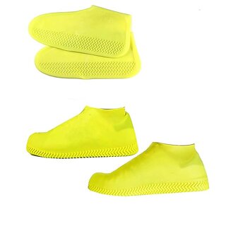                       Stylish and durable silicon shoes cover with waterproof anti-slip material (Yellow)                                              