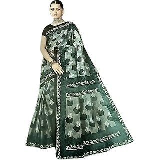 Women's Pure Cotton Printed Saree with Separate Blouse Piece (GREEN) Women's Pure Cotton Printed Saree with Separate Blouse Piece (GREEN)