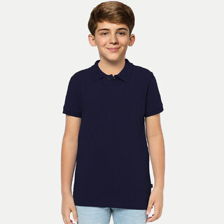                       Boys Solid Navy Polo T-shirt                                              