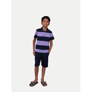                       Boys Lavender polo Stripe T-shirt                                              