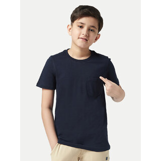                       Boys Navy Round neck with Pocket T-shirt                                              