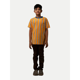                       Boys Grey melangepolo Stripe T-shirt                                              