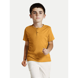                       Boys Mustard Henley neck T-shirt                                              