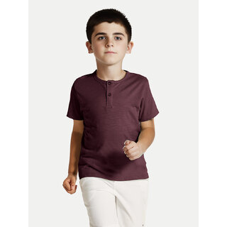                       Boys Wine Henley neck T-shirt                                              