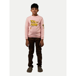                       Boys Light Pink Printed Sweat Shirt                                              