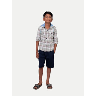 Boys Multicolor Check Hooded Yarndye shirt