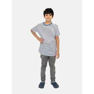                       Boys Black  Crew neck Striped T-shirt                                              