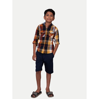                       Boys Multicolor Check Hooded Yarndye shirt                                              