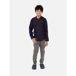                       Boys Purple Checked shirts                                              