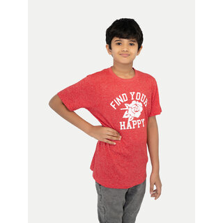                       Boys Red Crew neck Printed T-shirts                                              