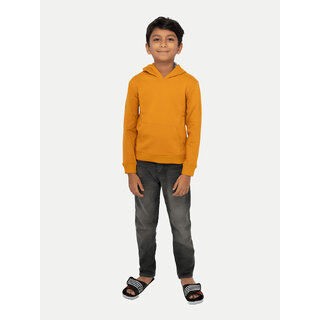 Boys Solid Mustard Hooded Sweatshirt