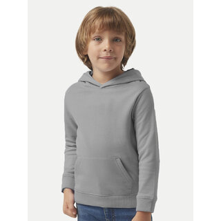                       Boys Solid Grey Melange Hooded Sweatshirt                                              