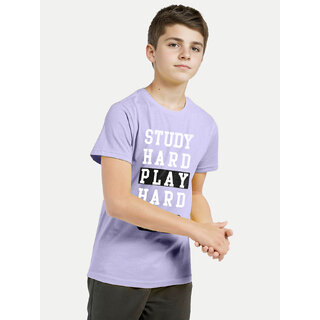                       Teen Boys Lavender Printed Crew Neck T-shirt                                              