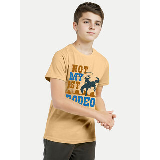                       Kids Boys Dark Beige Printed Crew Neck T-shirt                                              