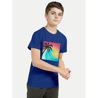                       Kids Boys Royal Blue Printed Crew Neck T-shirt                                              