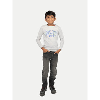                       Boys Light Grey Printed Sweat Shirt                                              