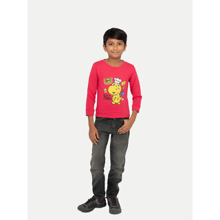                       Boys Dark Pink Printed Sweat Shirt                                              