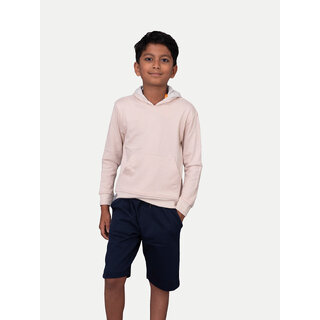                       Boys Solid Light peach Hooded Sweatshirt                                              