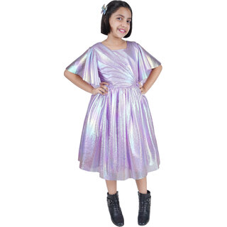                       Party wear Chiffon layered dress for Girls Lavender                                              