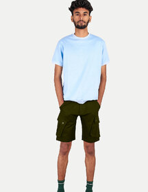 Mens Military Green  Solid Stylish Cargo Shorts